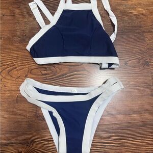 Navy and White Bikini Set